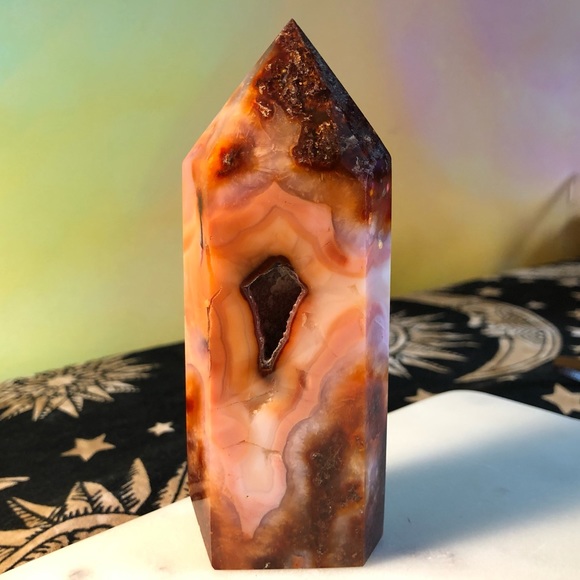 Carnelian Tower with Druzy - Picture 4 of 7